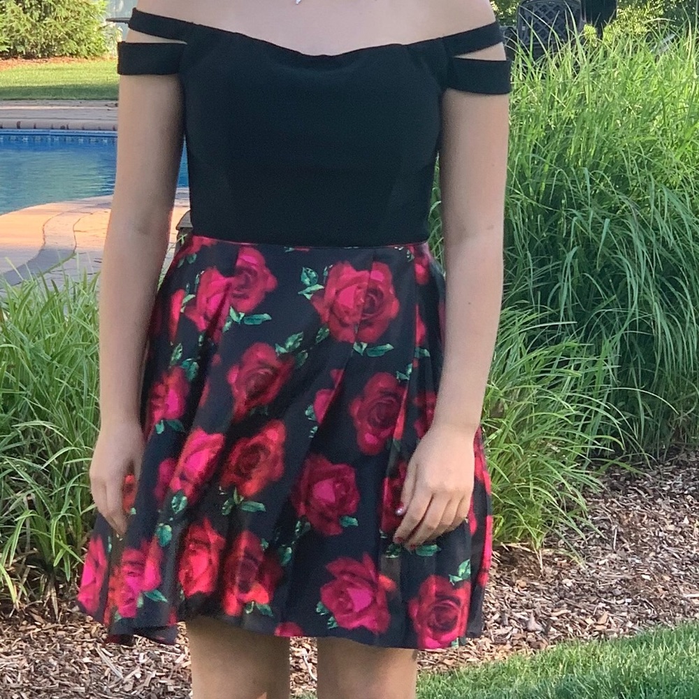Flower print formal dress
